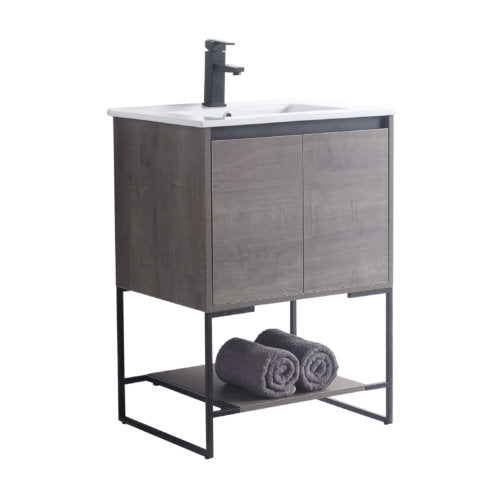 Allen-Freestanding Classic Grey Bathroom Vanity with Integrated Top and Sink