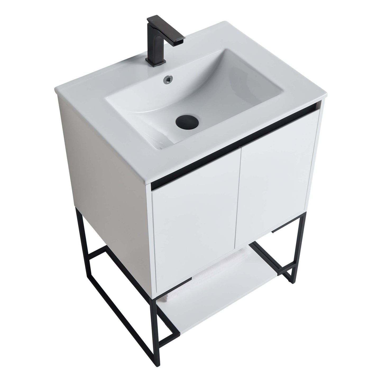 Allen-Freestanding Matte White Bathroom Vanity with Integrated Top and Sink