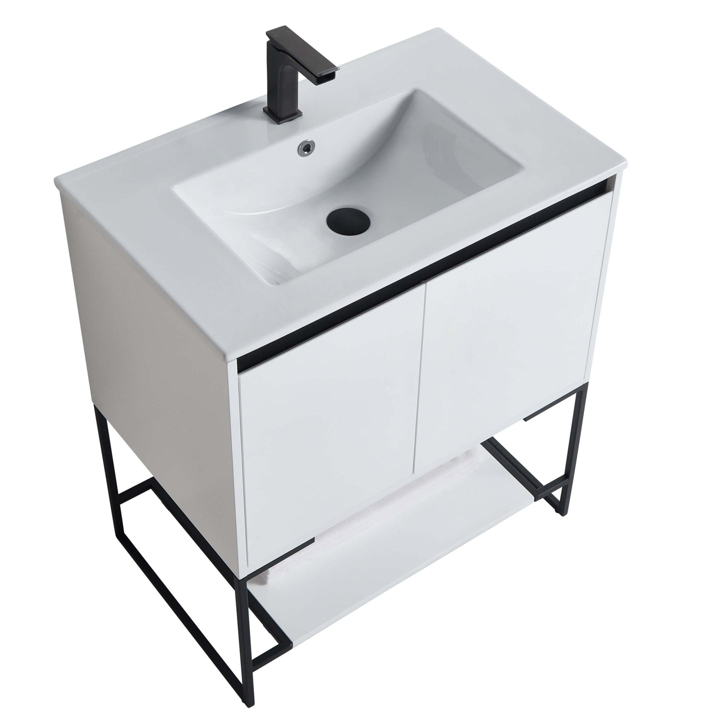 Allen-Freestanding Matte White Bathroom Vanity with Integrated Top and Sink