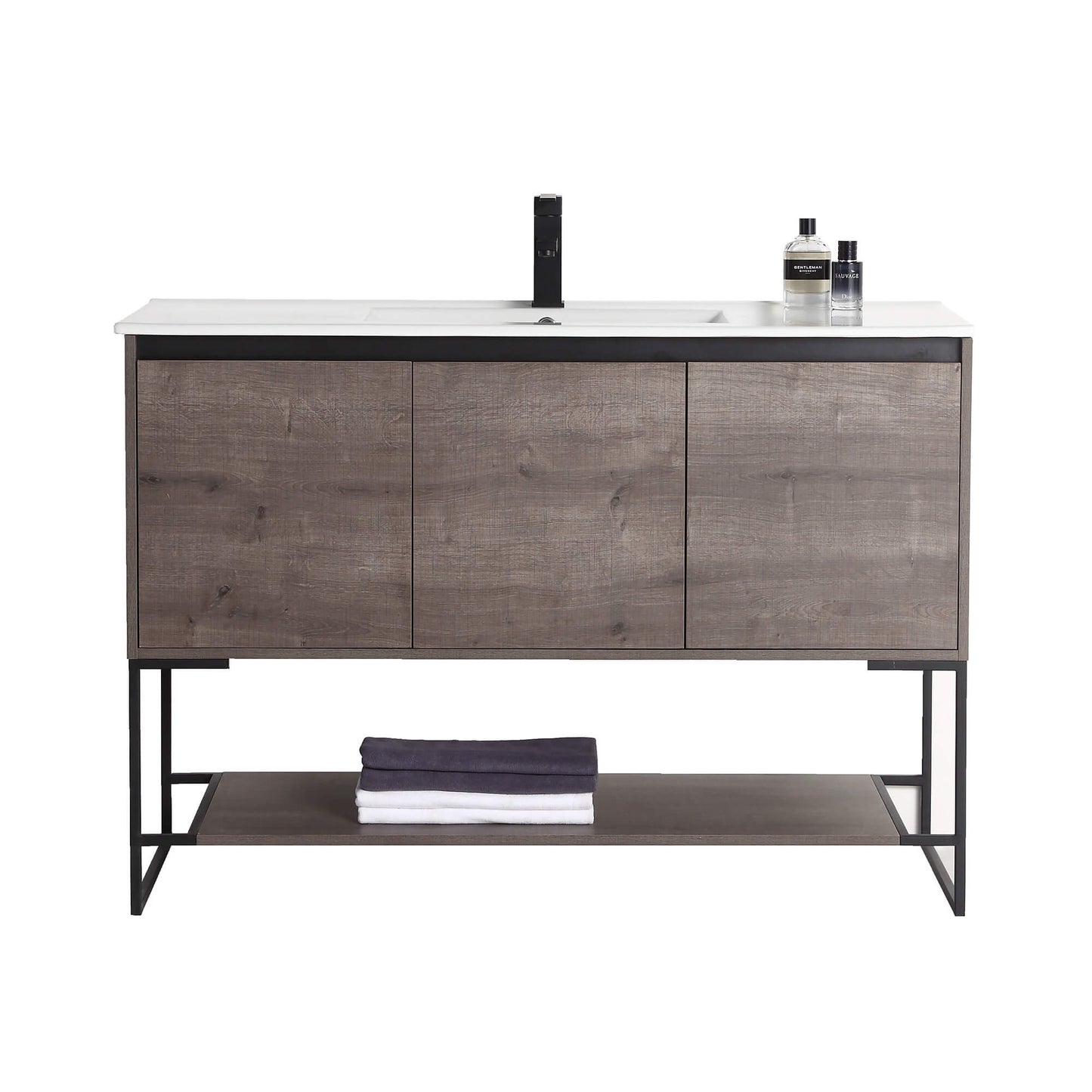 Allen-Freestanding Classic Grey Bathroom Vanity with Integrated Top and Sink