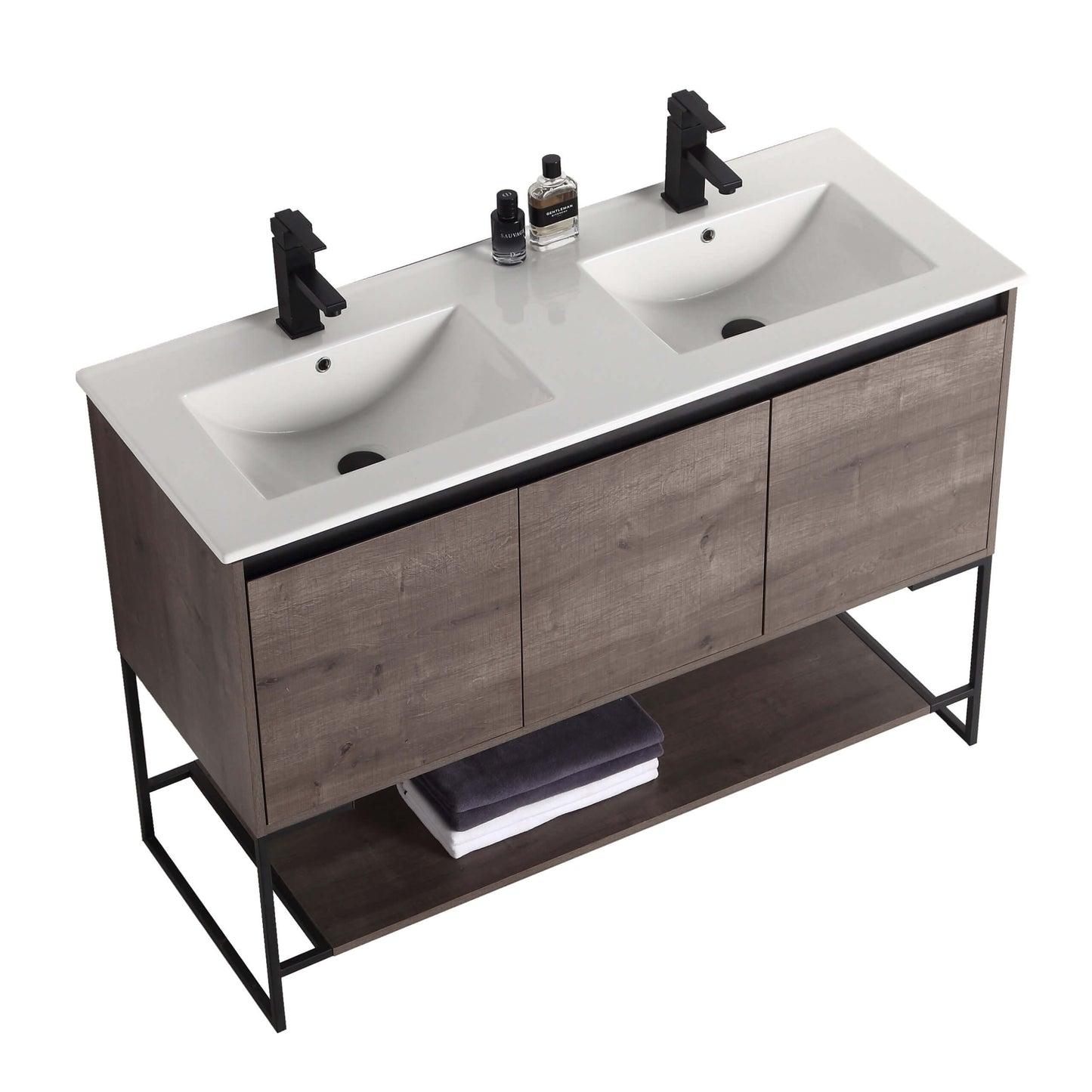 Allen-Freestanding Classic Grey Bathroom Vanity with Integrated Top and Sink