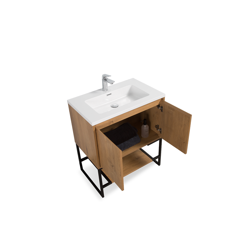 Allen-Freestanding Bathroom Vanity with Integrated Top and Sink