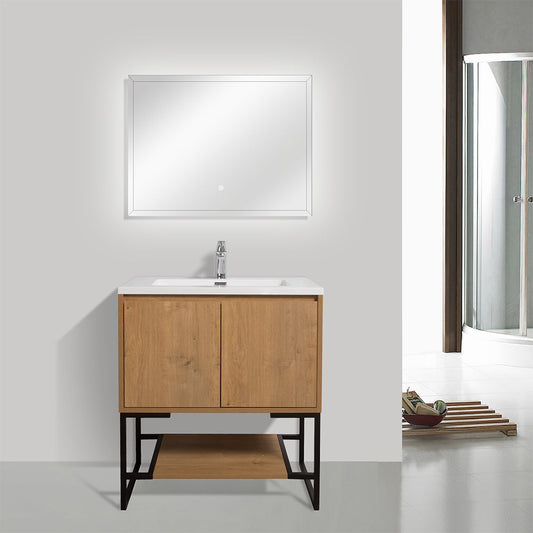 Allen-Freestanding Bathroom Vanity with Integrated Top and Sink